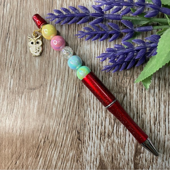Writing Pen Owl Frog Cow Artisan Beaded Silicone Gift Custom Handcrafted Office - Picture 3 of 8